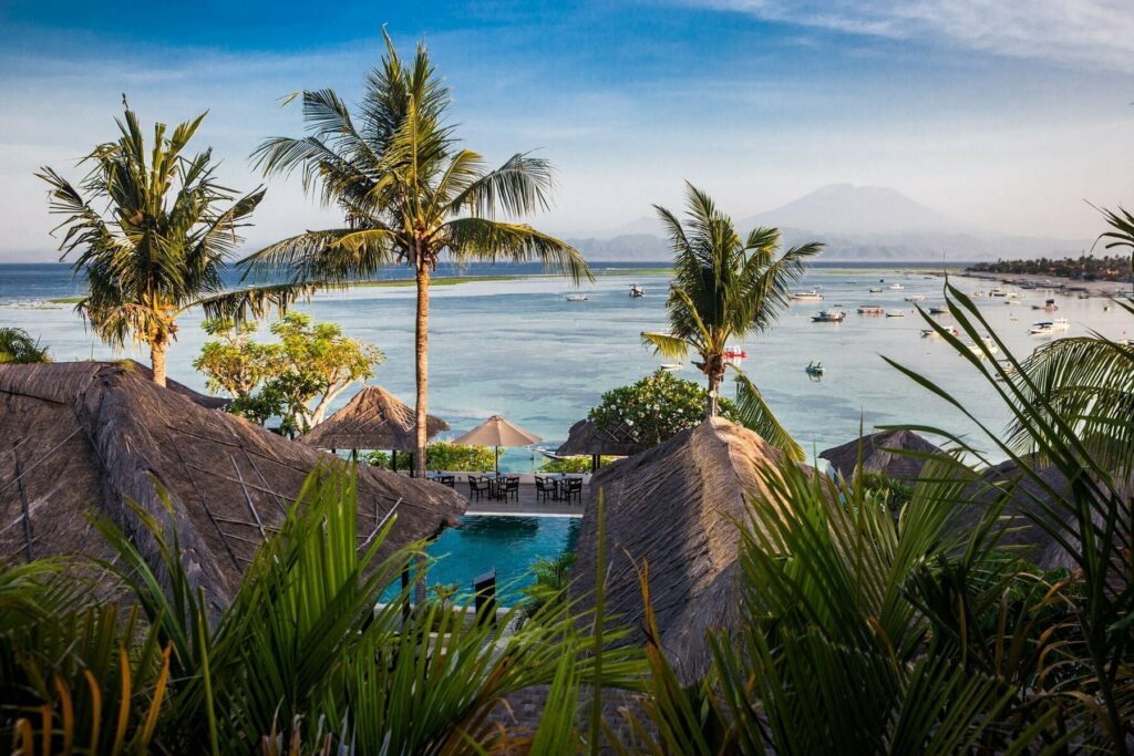 Nusa Lembongan harbour faces Mt Agung, a natural playground for island lovers off the coast of Bali.